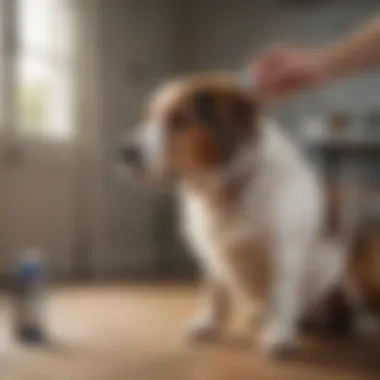 A dog owner administering Seresto pills to a dog