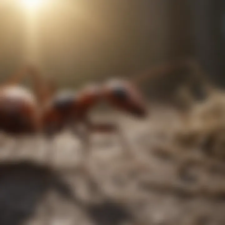A researcher applying a crazy ant killer in a controlled environment
