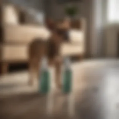 Application of Vet's Best Flea and Tick Home Spray in a living room setting