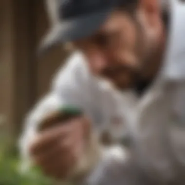 Close-up of a pest control technician applying sustainable treatment methods