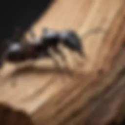 Close-up of carpenter ants on wood