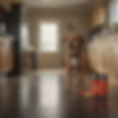 Dog exploring a home environment