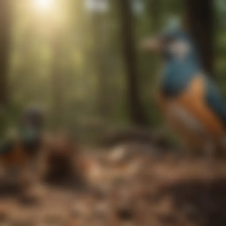 A close-up of visual deterrents, including reflective materials and decoys, in a natural environment.