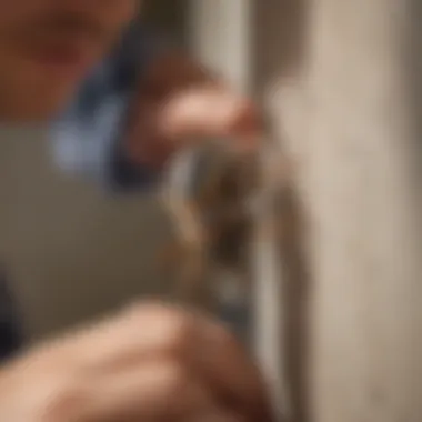 A homeowner applying a DIY pest control method