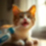 Cat enjoying a waterless flea shampoo application