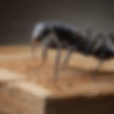 Close-up view of carpenter ants on wood