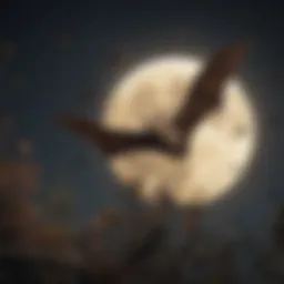 A serene night sky with bats flying gracefully