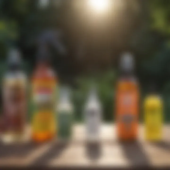 Comparison of different bug spray bottles on a table
