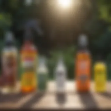 Comparing Various Bug Spray Products Comparison of different bug spray bottles on a table