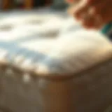 Applying Spray to Mattress Corner Close-up of bed bug spray application on a mattress corner