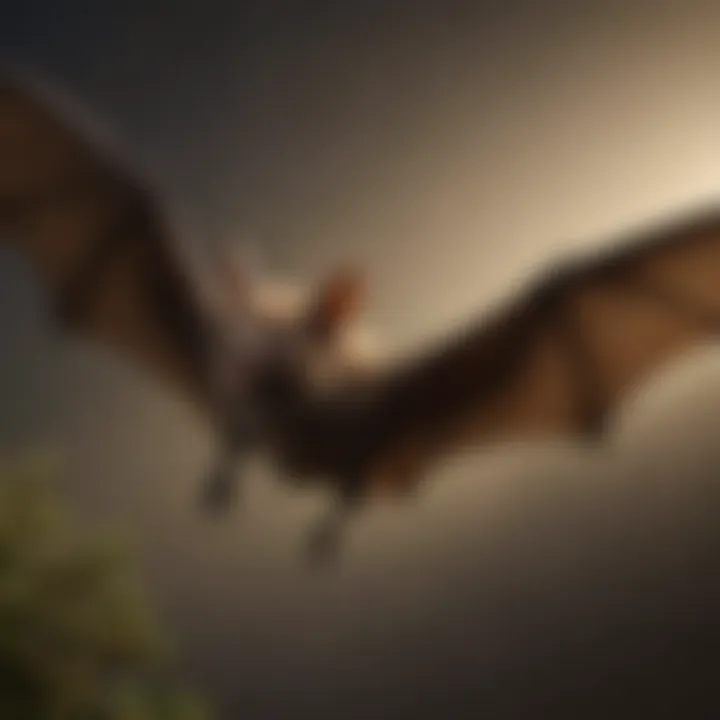 Illustration depicting a bat in flight, showcasing its natural habitat.