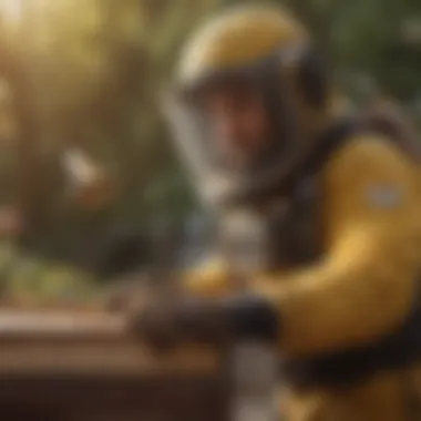 Professional bee removal technician at work
