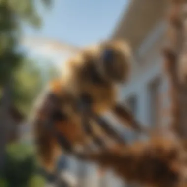 A professional removing a bee colony from a residential area