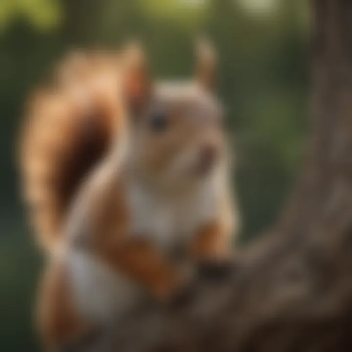 Squirrel perched on a tree branch looking curiously