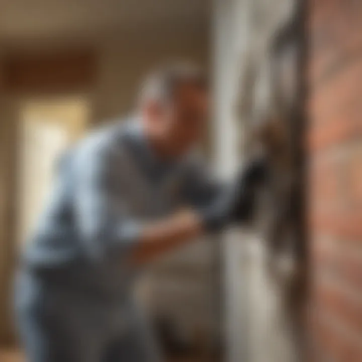 A pest control professional inspecting a home for signs of infestation.