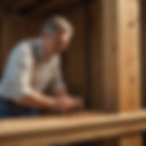 Professional inspecting a wooden structure for termite activity