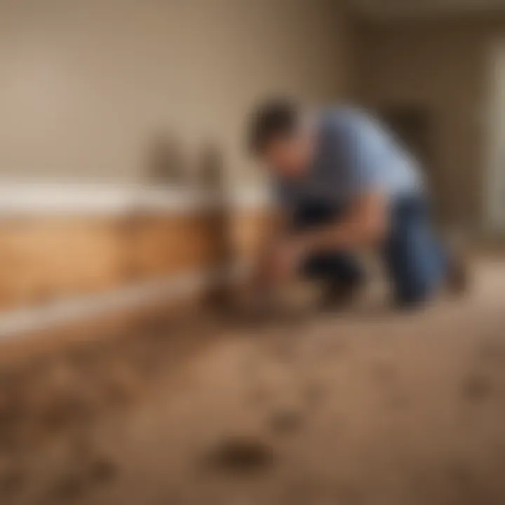 A professional pest control technician inspecting a home for termites