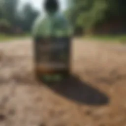 Detailed view of termiticide spray application