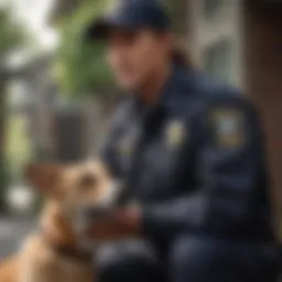 A well-trained animal control officer interacting with a rescued animal