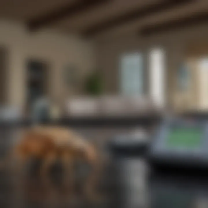 A modern pest control treatment tool being utilized in a commercial space
