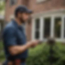 A Terminix technician inspecting a residential property for pest issues