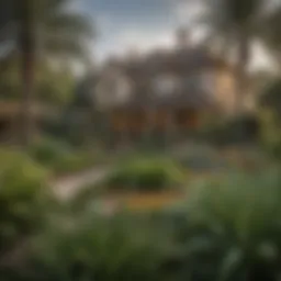 A lush residential garden in Kissimmee showing signs of pest activity.