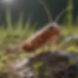 Close-up view of springtails in their natural habitat