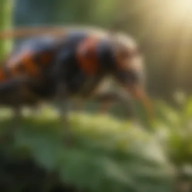 A balanced ecosystem showing beneficial insects and plants