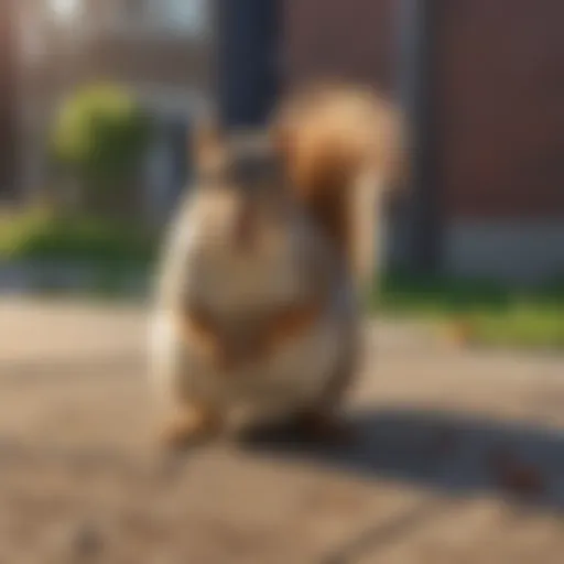 A close-up of a squirrel in Cedar Rapids, showcasing its behaviors in an urban setting.
