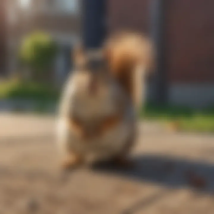 A close-up of a squirrel in Cedar Rapids, showcasing its behaviors in an urban setting.