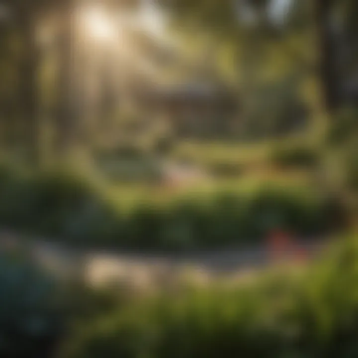 A lush garden showcasing native plants that attract beneficial insects