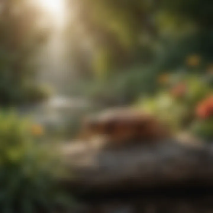 A serene outdoor setting highlighting the balance of local flora and fauna