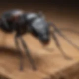 Close-up of a carpenter ant on wood