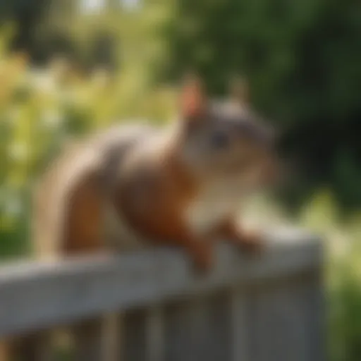 Barrier fence protecting garden from squirrels