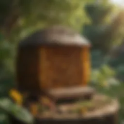 Close-up of a bee hive in a vibrant garden