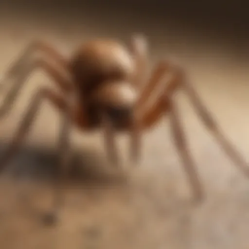 Close-up view of a brown recluse spider on a surface