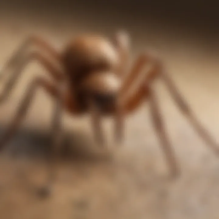 Close-up view of a brown recluse spider on a surface