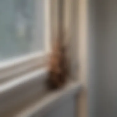 Close-up of a bird deterrent spike installed on a window sill