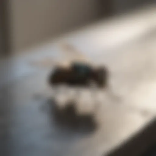 Close-up view of a fly resting on a window sill