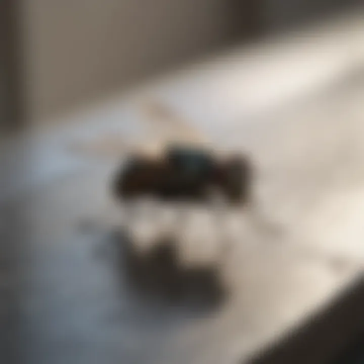 Close-up view of a fly resting on a window sill