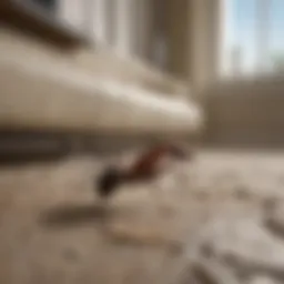 Close-up of common ant species in an apartment setting