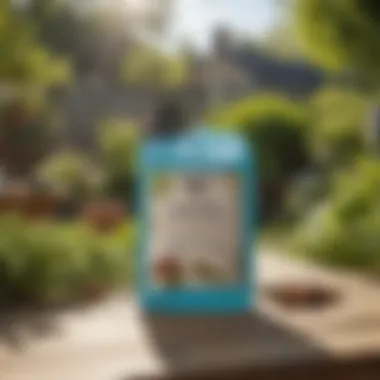 Eco-friendly flea control products displayed on a garden table