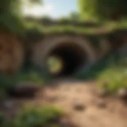 A detailed illustration of mole tunnels in a garden