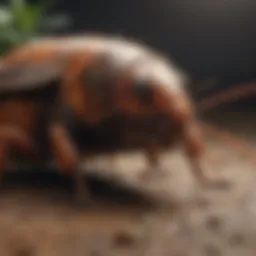 Close-up of a roach in its natural habitat