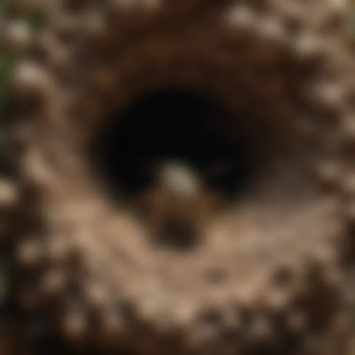 Close-up of a wasp nest in nature