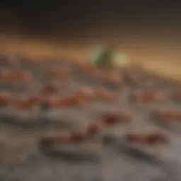 Close-up view of various ant species on a surface