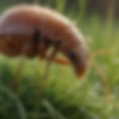 Close-up view of fleas on grass