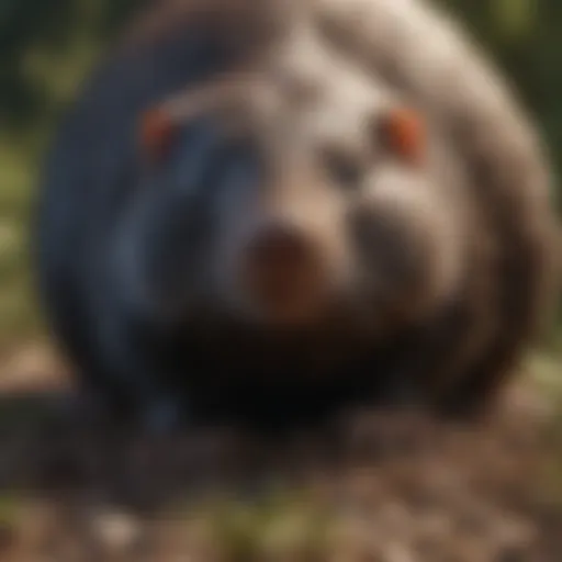 Close-up of a mole in its natural habitat