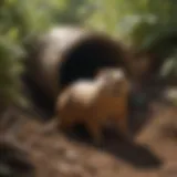 Gopher tunneling activity in a garden