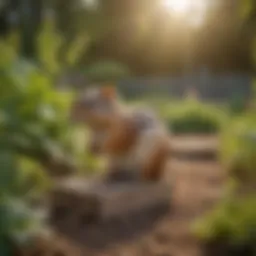 A beautifully designed humane chipmunk trap set in a garden.